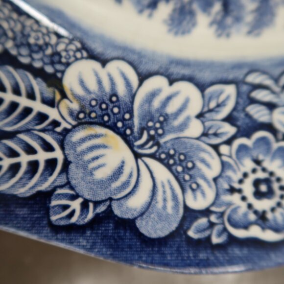 Staffordshire England Liberty Blue Ironstone Colonial Scene Blue & White Plate - Picture 4 of 7